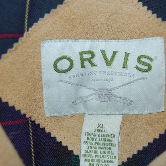 Orvis Soft Leather Light Tan Bomber Jacket Mens XL - Picture 5 of 8